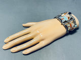The Best Vintage Native American Navajo Owl Sterling Silver Inlay Bracelet Cuff-Nativo Arts