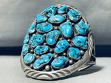 100 Grams Towering Chunky Vintage Native American Navajo Turquoise Sterling Silver Bracelet-Nativo Arts