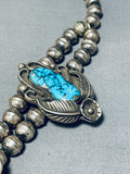 One Of The Best Vintage Native American Navajo Bisbee Turquoise Sterling Silver Necklace-Nativo Arts