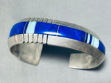 Dynamic Vintage Native American Navajo Lapis, Blue Gem Turquoise Sterling Silver Signed Bracelet-Nativo Arts