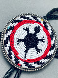 Very Intricate Turtle Hand Beaded Sterling Silver Bolo Tie-Nativo Arts