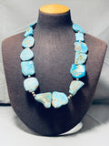 200 Gram Vintage Native American Navajo Morenci Old Kingman Turquoise Sterling Silver Necklace-Nativo Arts