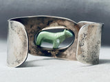 Hand Carved Vintage Turquoise Animal Sterling Silver Bracelet Cuff-Nativo Arts