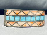 6.5 Inch Wrist Vintage Native American Navajo Turquoise Shell Sterling Silver Bracelet-Nativo Arts