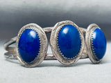 Amazing Domed Lapis Vintage Native American Navajo Sterling Silver Bracelet-Nativo Arts