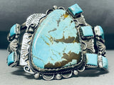 Bob Cleveland Important Vintage Native American Navajo #8 Turquoise Sterling Silver Bracelet-Nativo Arts