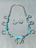Intricate Horses Vintage Southwest Sterling Silver Turquoise Necklace-Nativo Arts