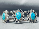 Flowers Of Silver Work Vintage Native American Navajo Turquoise Sterling Silver Bracelet-Nativo Arts