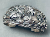 Detailed Leaf Jungle Vintage Native American Navajo Sterling Silver Bracleet-Nativo Arts