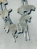 Gasp! Vintage Native American Navajo Animal Sterling Silver Squash Blossom Necklace-Nativo Arts