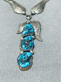 Three Tiers Of Turquoise Vintage Native American Navajo Sterling Silver Leaf Necklace-Nativo Arts