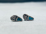 Little Basger Paw Cute Vintage Native American Navajo Sterling Silver Turquoise Earrings-Nativo Arts