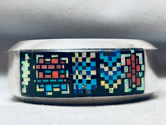Important 6.5 Inch Wrist Vintage Native American Navajo Turquoise Inlay Sterling Silver Bracelet-Nativo Arts
