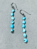 Very Long Vintage Native American Navajo Turquoise Nugget Sterling Silver Earrings-Nativo Arts