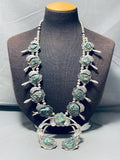 Gasp! 300 Gram Vintage Native American Navajo Turquoise Sterling Silver Squash Blossom Necklace-Nativo Arts