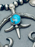 Womens Vintage Native American Navajo Turquoise Sterling Silver Squash Blossom Necklace-Nativo Arts