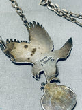Freddy Charley Vintage Native American Navajo Turquoise Eagle Sterling Silver Necklace-Nativo Arts