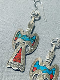 Fascinating Vintage Native American Navajo Turquoise Sterling Silver Earrinigs-Nativo Arts