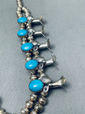 Wayne Etsitty Vintage Native American Navajo Turquoise Sterling Silver Squash Blossom Necklace-Nativo Arts
