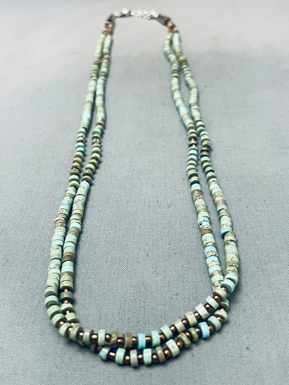 Incredible Green Turquoise Heishi Segmented Sterling Silver Necklace-Nativo Arts