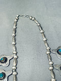 Dropdead Gorgeous Vintage Native American Navajo Cross Turquoise Sterling Silver Necklace-Nativo Arts