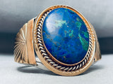 One Of The Best Ever Huge Domed Azurite Sterling Silver Gold Bracelet-Nativo Arts