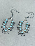 Rare Vintage Native American Navajo Blue Gem Turquoise Sterling Silver Squashblossom Earrings-Nativo Arts