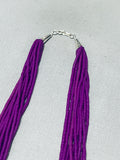 Absolutely Fabulous Native American Navajo Sugulite Heishi Sterling Silver Necklace-Nativo Arts