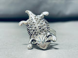 Alluring Native American Navajo Sterling Silver Toad Ring-Nativo Arts