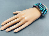 Wayne Etistty Vintage Native American Navajo Turquoise Sterling Silver Bracelet Cuff-Nativo Arts