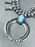 204 Grams Native American Navajo Turquoise Sterling Silver Squash Blossom Necklace-Nativo Arts