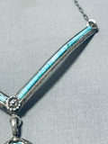 Elegant Vintage Native American Navajo Morenci Turquoise Sterling Silver Necklace-Nativo Arts
