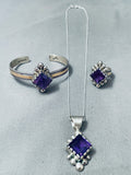 One Of The Best Vintage Native American Navajo Sterling Silver Amethyst Bracelet Necklace Set