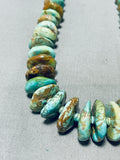 Native American Stunning Vintage Santo Domingo Royston Flat Turquoise Sterling Silver Necklace-Nativo Arts