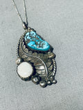 Best Vintage Native American Navajo Kingman Turquoise Mother Of Pearl Sterling Silver Necklace-Nativo Arts