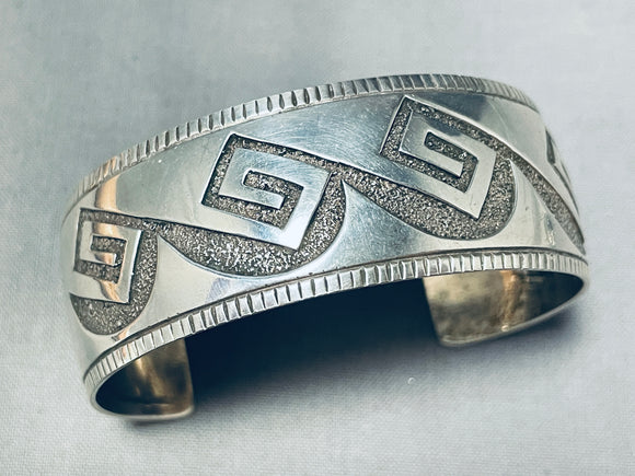 Gib Gene Vintage Native American Navajo Geomtric Sterling Silver Bracelet-Nativo Arts