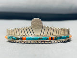 One Of The Best Vintage Native American Navajo Inlay Sterling Silver Link Bracelet Cuff-Nativo Arts