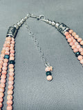 Eye Catching Native American Navajo Pink Rounded Stone Sterling Silver Necklace-Nativo Arts