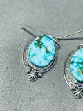 Classic Vintage Native American Navajo Carico Lake Turquoise Sterling Silver Earrings-Nativo Arts
