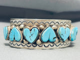 Gasp! Most Unique Native American Navajo Turquoise Heart Sterling Silver Bracelet-Nativo Arts