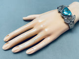 Early 1900's Vintage Native American Navajo Robin's Egg Turquoise Sterling Silver Bracelet-Nativo Arts