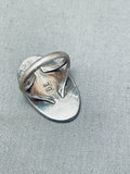 Native American Superior Vintage Zuni Blue Gem Turquoise Inlay Sterling Silver Large Ring-Nativo Arts