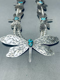 So Cute!! Native American Navajo Dragonfly Sterling Silver Turquoise Squash Blossom Necklace-Nativo Arts