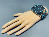 Flower Of Joy!! Vintage Native American Navajo Turquoise Sterling Silver Bracelet Old-Nativo Arts