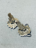 One Of Best Native American Navajo Blue Gem Turquoise Coral Inlay Silver Cuff Links-Nativo Arts