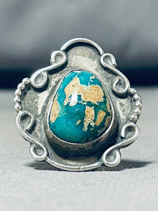 Very Early Royston Turquoise!! Vintage Native American Navajo Sterling Silver Ring-Nativo Arts