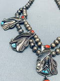 One Of The Best Vintage Native American Navajo Bisbee Turquoise Sterling Silver Necklace-Nativo Arts