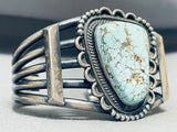 Extraordinary Signed Vintage Native American Navajo #8 Turquoise Mine Sterling Silver Bracelet-Nativo Arts