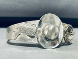 Cowboy Hat, Boots, And Lasso Vintage Native American Navajo Sterling Silver Bracelet-Nativo Arts