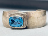 Paul Livingston Vintage Native American Navajo Topaz Sterling Silver Bracelet-Nativo Arts